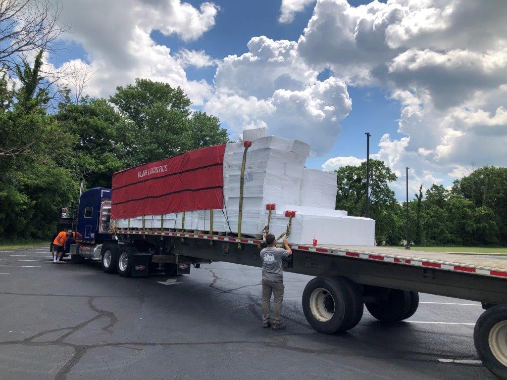 Truck safely strapped down